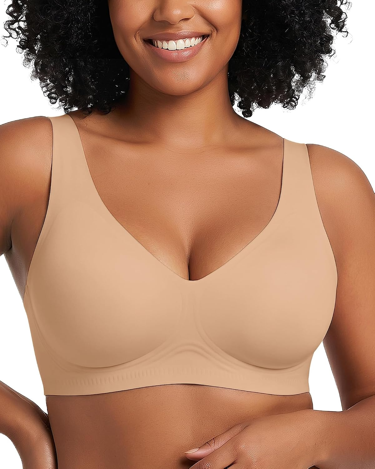 Enhanced Jelly Bras for Women No Underwire Support Deep V Bra Cup Size