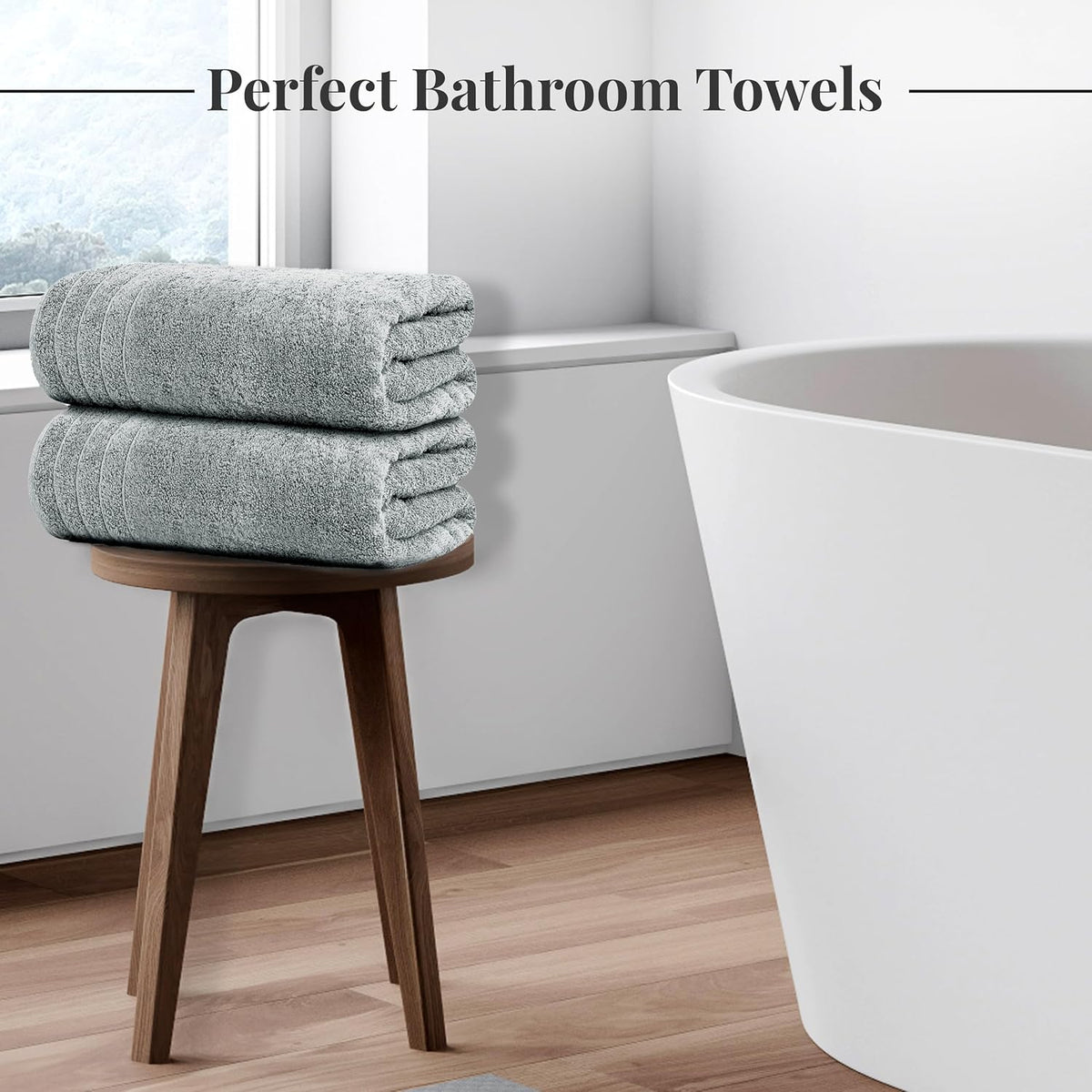 4 Piece Extra Large Bath Towels 30 X 60 Inches, Cool Grey