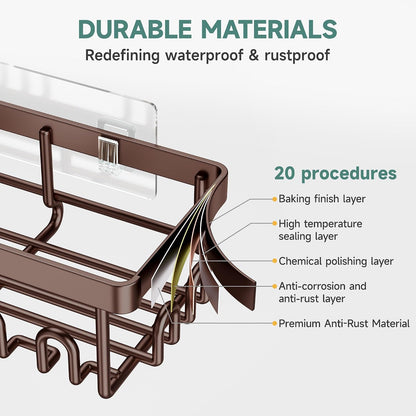 Shower Caddy 6-Pack, No Drilling & Rustproof, Waterproof Adhesive Shelves Rack with Soap Holder, Large Capacity Bathroom Organizers and Storage, Wall-Mounted Kitchen & Home Decor