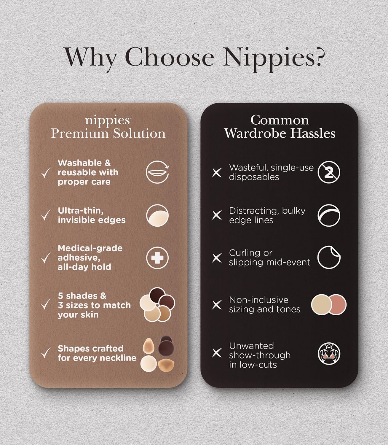 Reusable Nipple Covers, Skin Safe Pasties in Circle or Lift Style