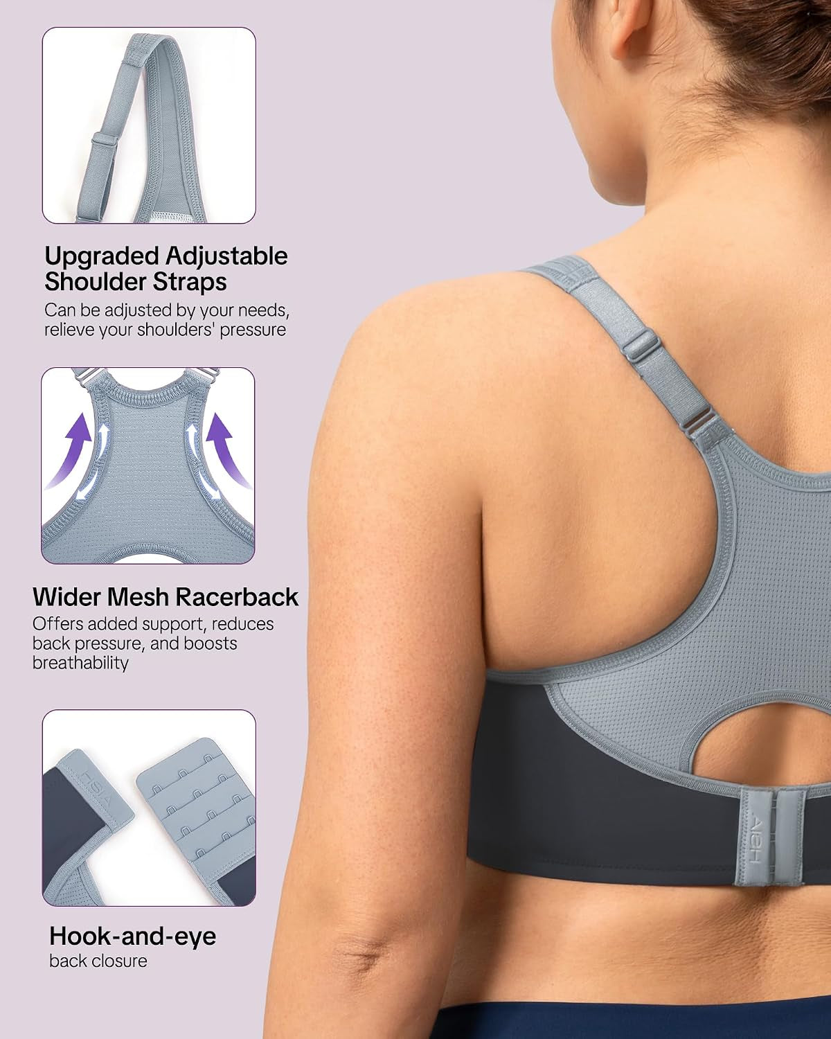 High Support Sports Bra for Women Full Coverage Unlined Large Bust Bra