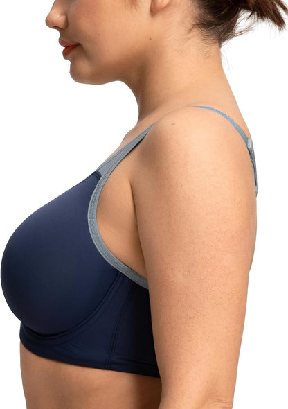 High Support Sports Bra for Women Full Coverage Unlined Large Bust Bra