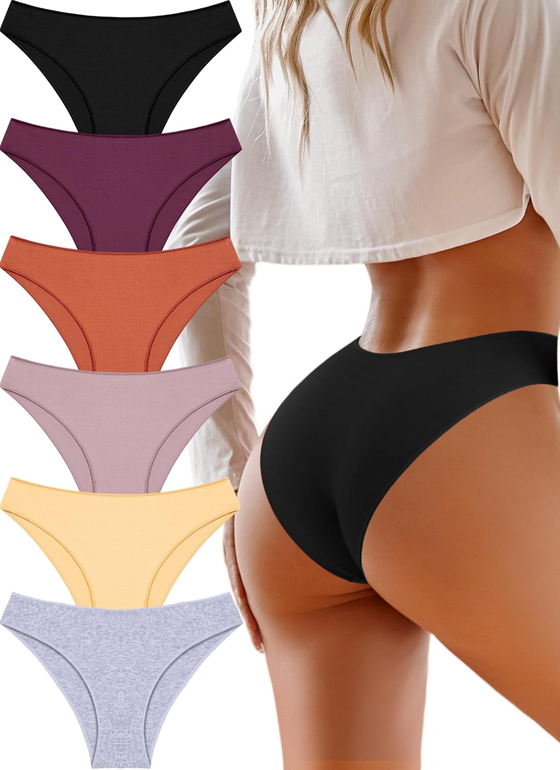 Cotton Underwear Women Sexy Cheeky Bikini Panties Lingerie Outfits 6 Pack