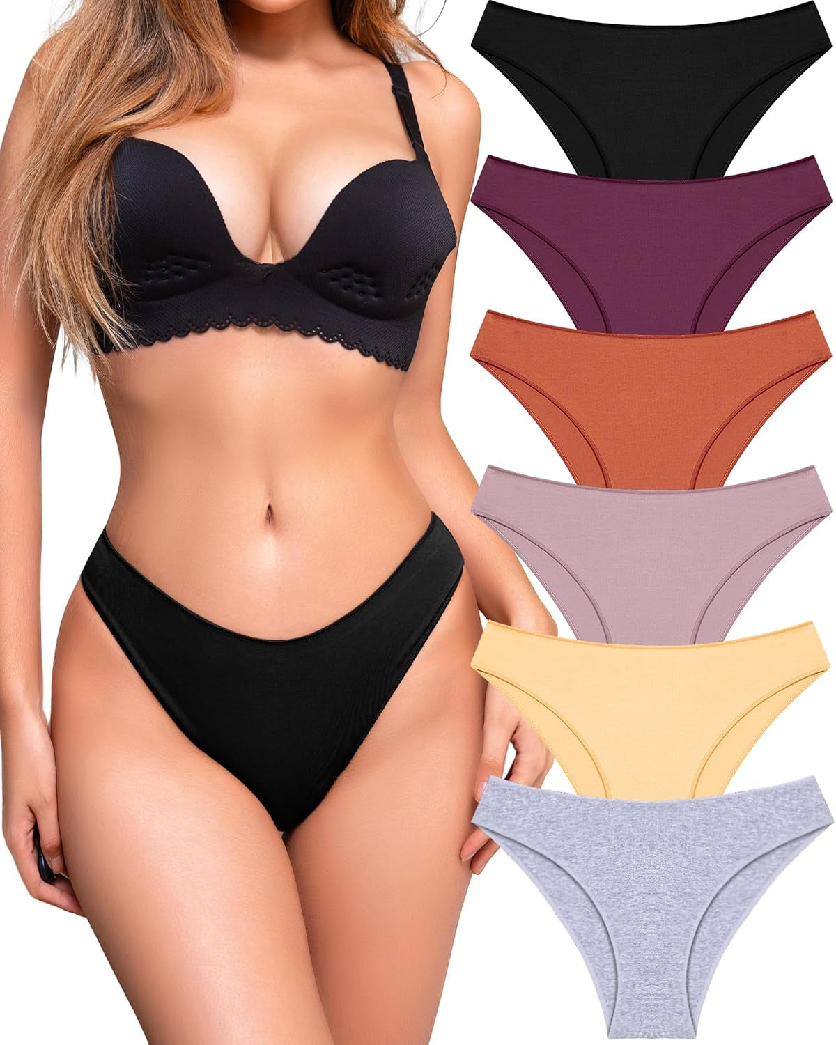 Cotton Underwear Women Sexy Cheeky Bikini Panties Lingerie Outfits 6 Pack