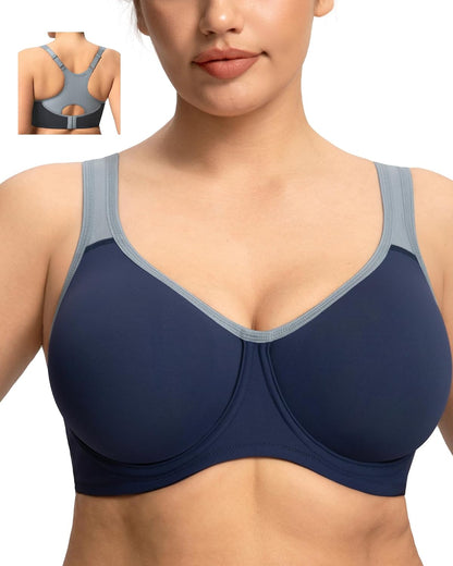 High Support Sports Bra for Women Full Coverage Unlined Large Bust Bra