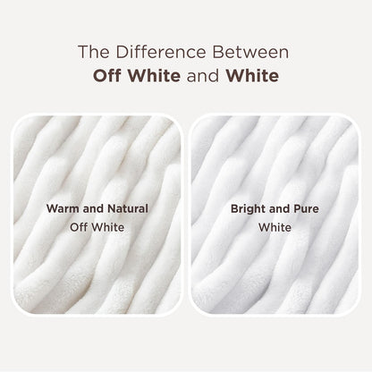 Gentlesoft White Throw Blanket for Couch - Birthday Gifts for Women Mom Her Girls, Cozy Fleece Blanket for Sofa Bed, Living Room Home Bedroom Decor Dorm Essentials, off White, 50X60 Inches