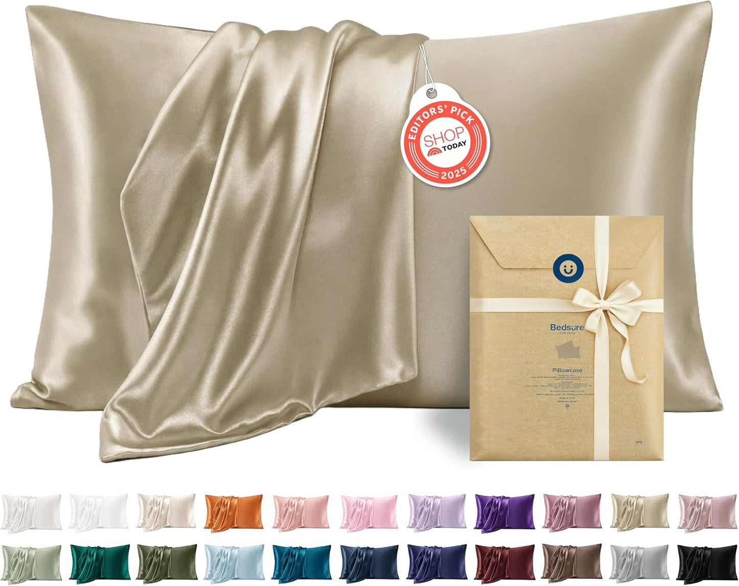 Satin Pillowcases Queen Set of 2, Similar to Silk Pillow Case Khaki