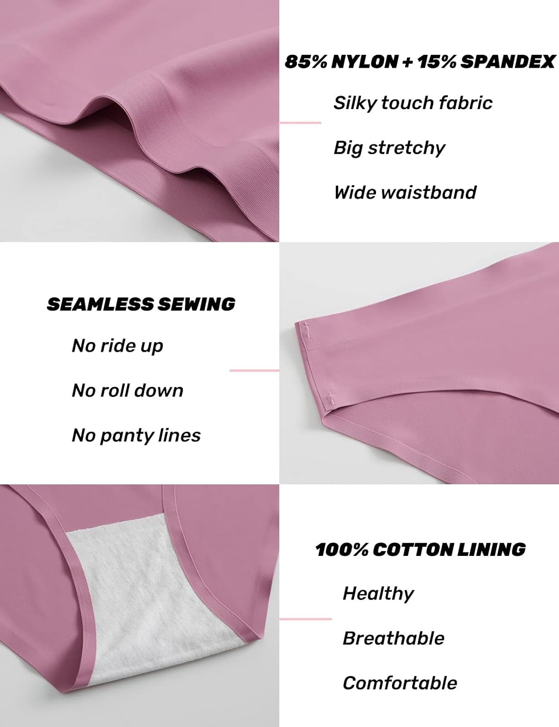 Women'S Seamless Underwear No Show Panties 6 Pack