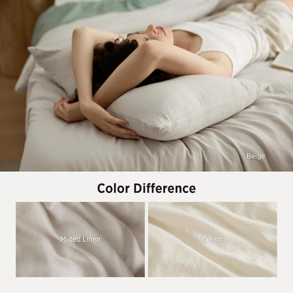 King Comforter Set Prewashed Soft Bedding Set 3Pcs Beige 104"X90"