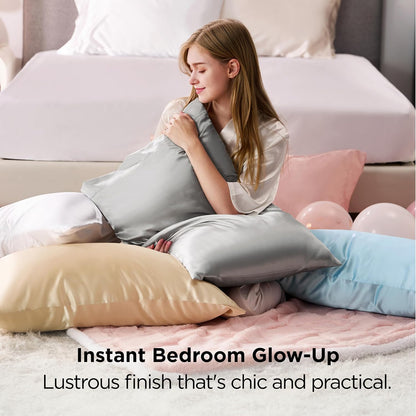 Satin Pillowcases Queen Set of 2, Similar to Silk Pillow Case Khaki
