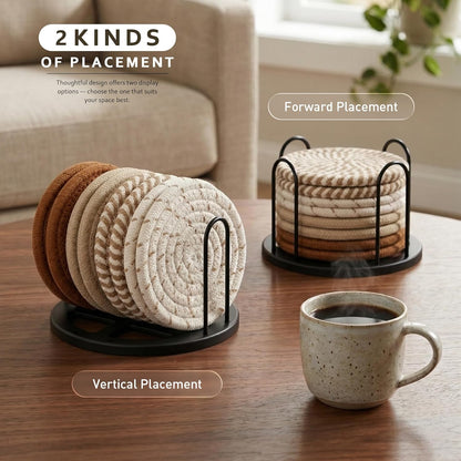 Coasters Set of 8 for Drinks, 4 Inch Large Coasters for Coffee Table, Tabletop Protection for Hot & Cold Drinks, Versatile Coasters for Home Decor, Non-Slip & Easy to Clean, Coffee