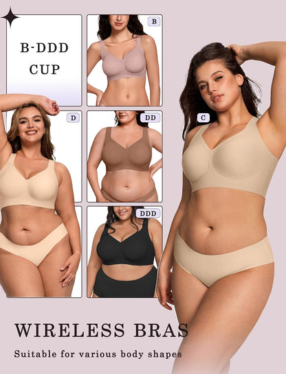 Womens Wireless Jelly Bras plus Size Support Push up Comfortable Bra