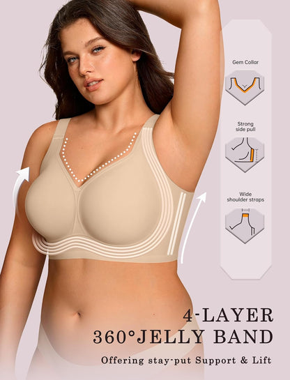 Womens Wireless Jelly Bras plus Size Support Push up Comfortable Bra