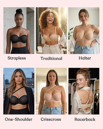 Strapless Bra for Large Breasts, Womens Bella Minimizer Balconette Bra