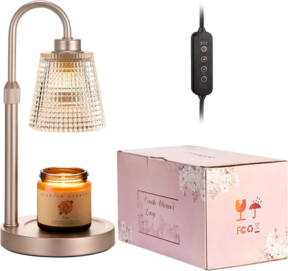 Champagne Gold Candle Warmer Lamp with Timer, Dimmable Candle Warmer for Home Decor, Height Adjustable Candle Lamp for Jar Candles, Birthday Gifts for Women Mom, House Warming Gifts New Home