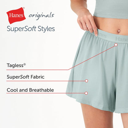Women'S Originals Sleep Shorts, 2-Pack, Comfywear Supersoft Lounge Shorts Pack, 3.25"