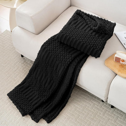 Black Throw Blanket - Soft & Fluffy Fleece, Cute & Aesthetic, Perfect for Sofa, Couch, Chair, Bed, Living Room & Bedroom, All-Season Use, Plush & Cozy Decorative Blanket 50X60