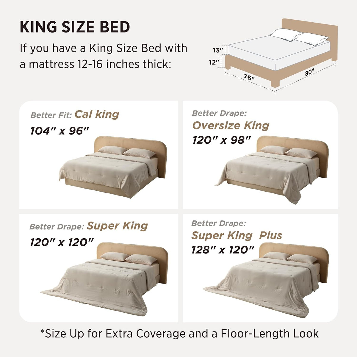 King Comforter Set Prewashed Soft Bedding Set 3Pcs Beige 104"X90"