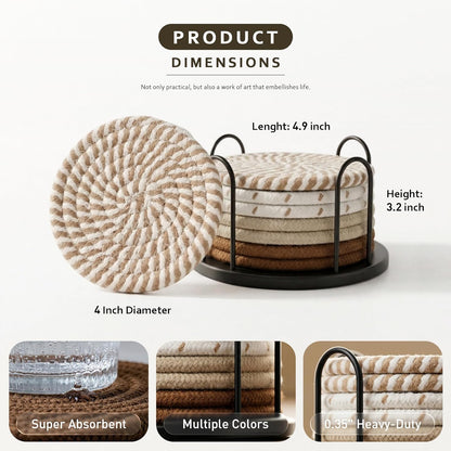 Coasters Set of 8 for Drinks, 4 Inch Large Coasters for Coffee Table, Tabletop Protection for Hot & Cold Drinks, Versatile Coasters for Home Decor, Non-Slip & Easy to Clean, Coffee