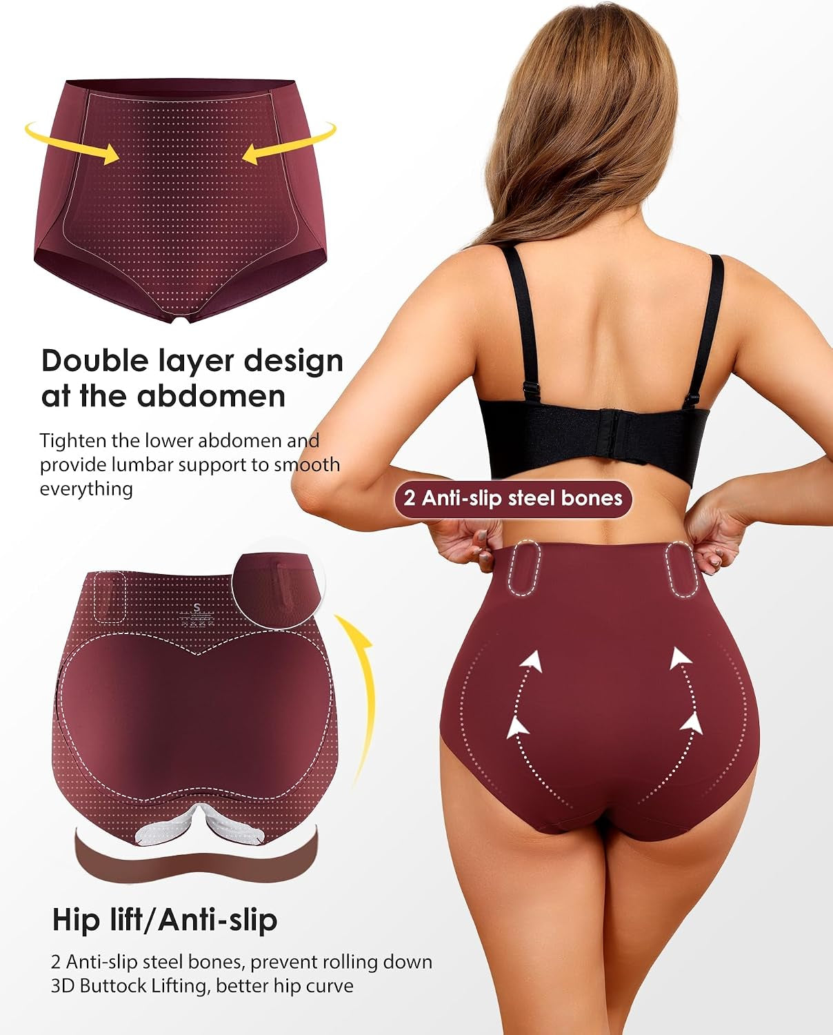 Women'S Tummy Control Underwear High Waisted Seamless Panties 4 Pack