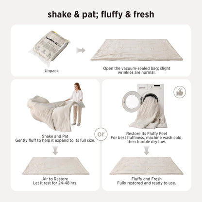 King Comforter Set Prewashed Soft Bedding Set 3Pcs Beige 104"X90"