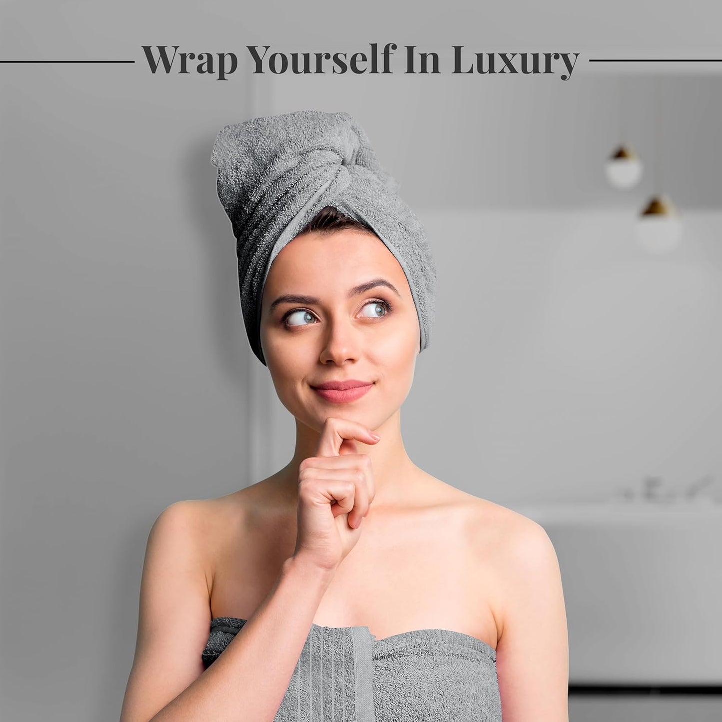 4 Piece Extra Large Bath Towels 30 X 60 Inches, Cool Grey