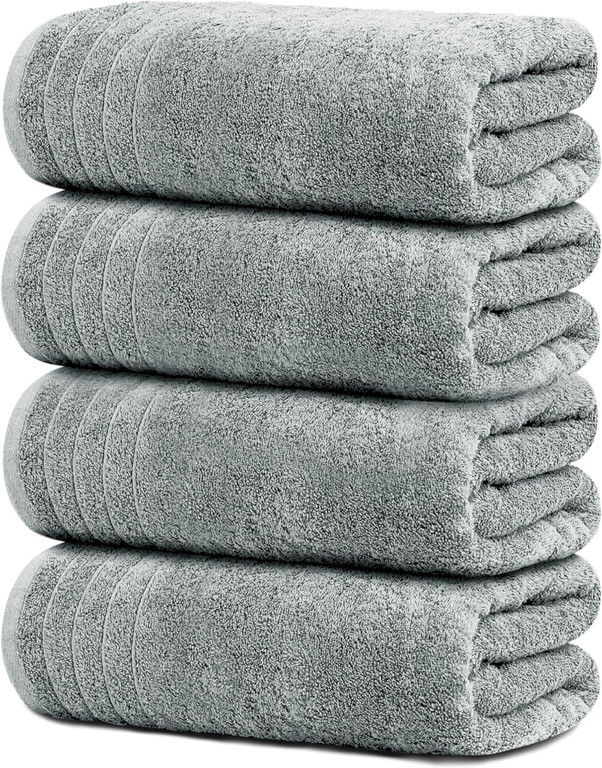 4 Piece Extra Large Bath Towels 30 X 60 Inches, Cool Grey