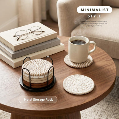 Coasters Set of 8 for Drinks, 4 Inch Large Coasters for Coffee Table, Tabletop Protection for Hot & Cold Drinks, Versatile Coasters for Home Decor, Non-Slip & Easy to Clean, Coffee