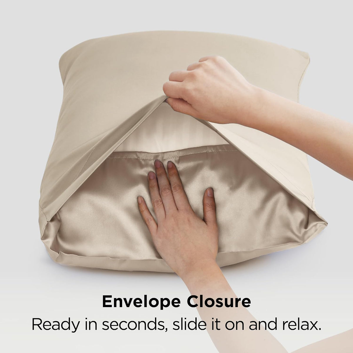 Satin Pillowcases Queen Set of 2, Similar to Silk Pillow Case Khaki
