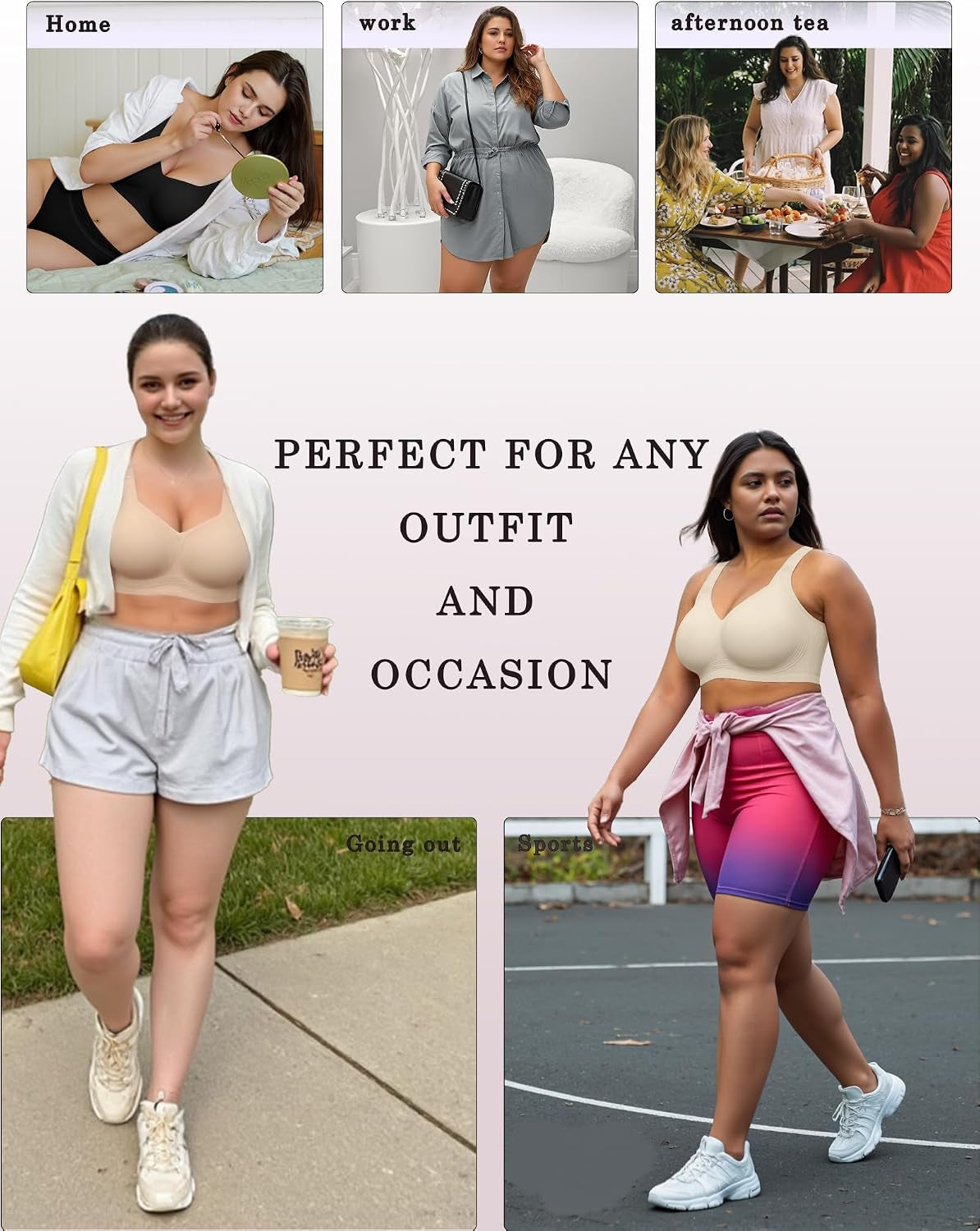 Womens Wireless Jelly Bras plus Size Support Push up Comfortable Bra