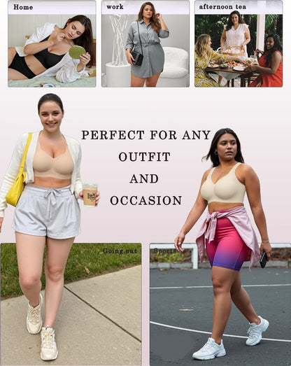 Womens Wireless Jelly Bras plus Size Support Push up Comfortable Bra
